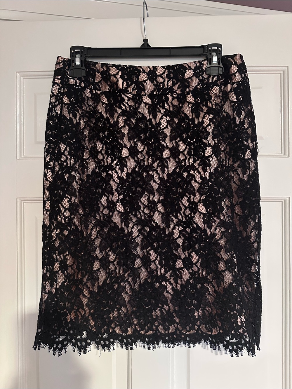 Banana Republic Black Lace Pencil Skirt with Nude Lining